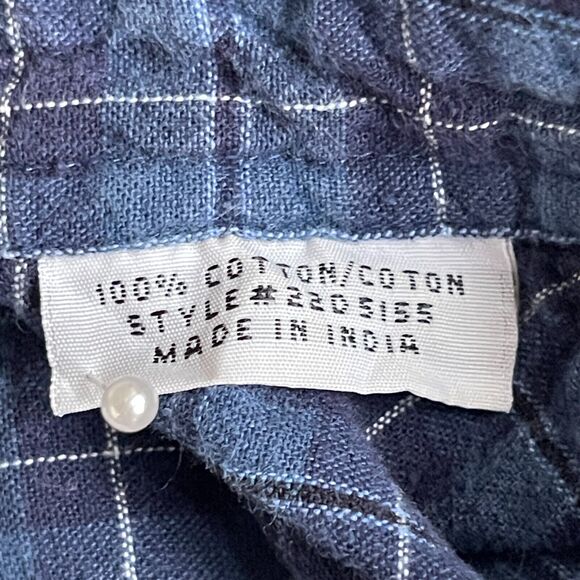 Panhandle Slim Shirt‎ Top Women Size L Blue Plaid Button Up Collared 100% Cotton - Picture 8 of 12